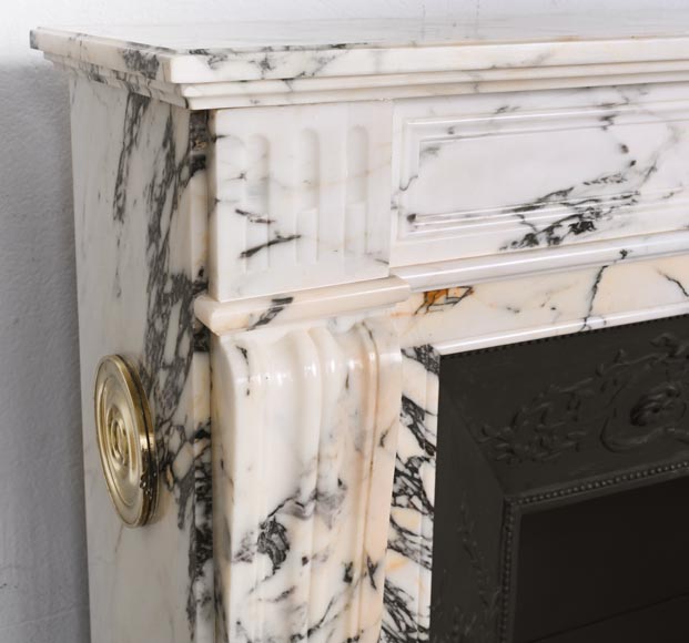 Louis XVI style fluted fireplace, in Paonazzo marble-3