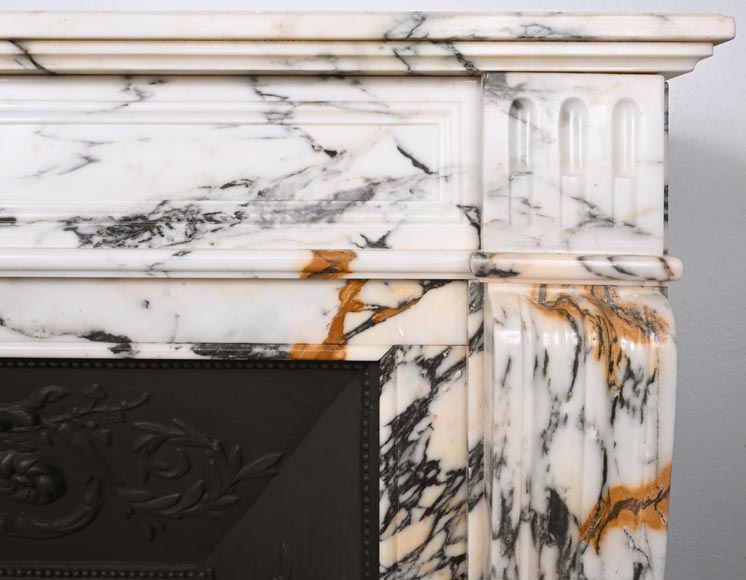 Louis XVI style fluted fireplace, in Paonazzo marble-8