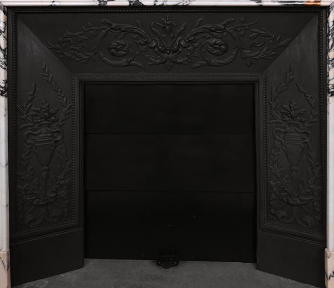 Louis XVI style fluted fireplace, in Paonazzo marble-11