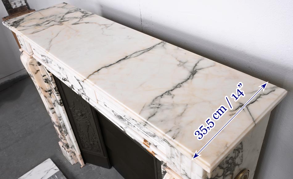 Louis XVI style fluted fireplace, in Paonazzo marble-14