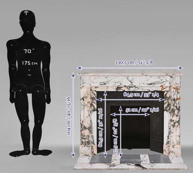 Louis XVI style fluted fireplace, in Paonazzo marble-15