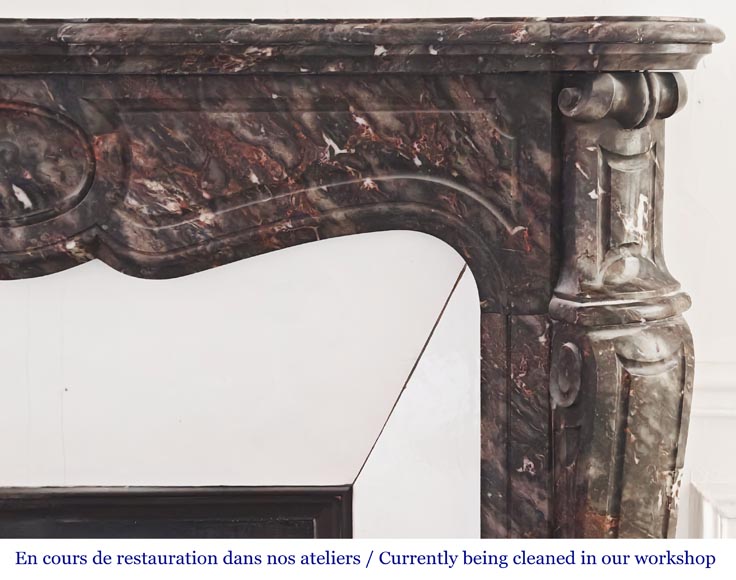 Louis XV style Pompadour model fireplace, in Bois Jourdan marble Louis XV style Pompadour model fireplace, in Bois Jourdan marble-6