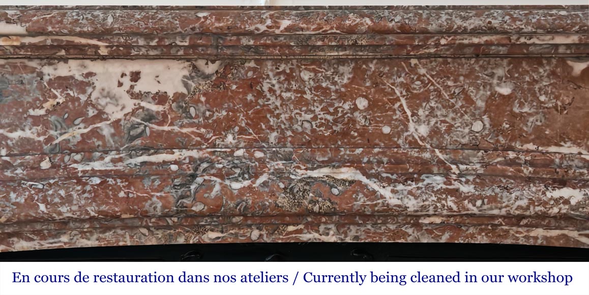 Large Regency-style fireplace in Royal Red marble-1