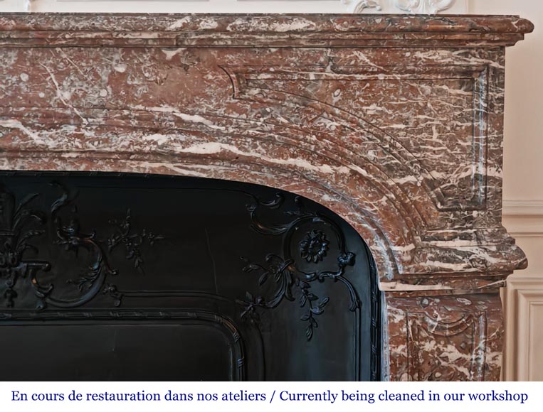 Large Regency-style fireplace in Royal Red marble-6