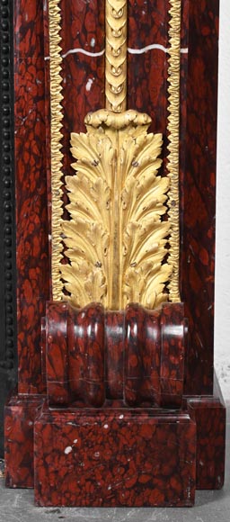 Louis XVI style fireplace in griotte red marble with gilt bronze decoration Louis XVI style fireplace in griotte red marble with gilt bronze decoration-11