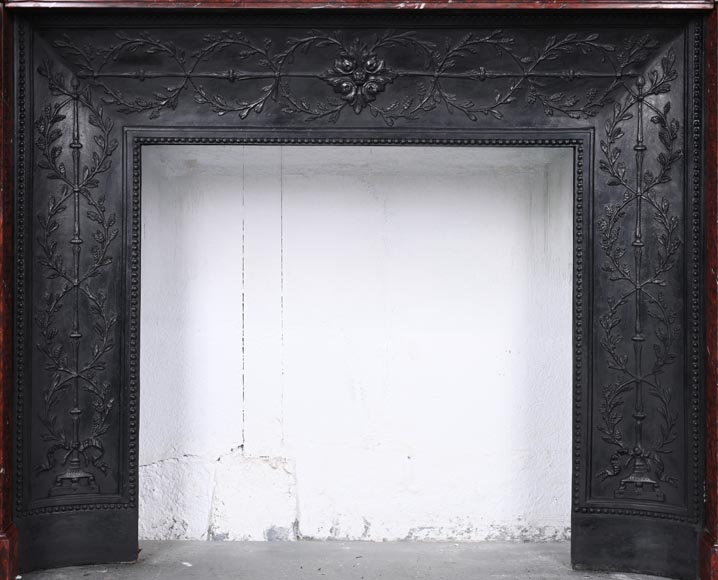 Louis XVI style fireplace in griotte red marble with gilt bronze decoration Louis XVI style fireplace in griotte red marble with gilt bronze decoration-12