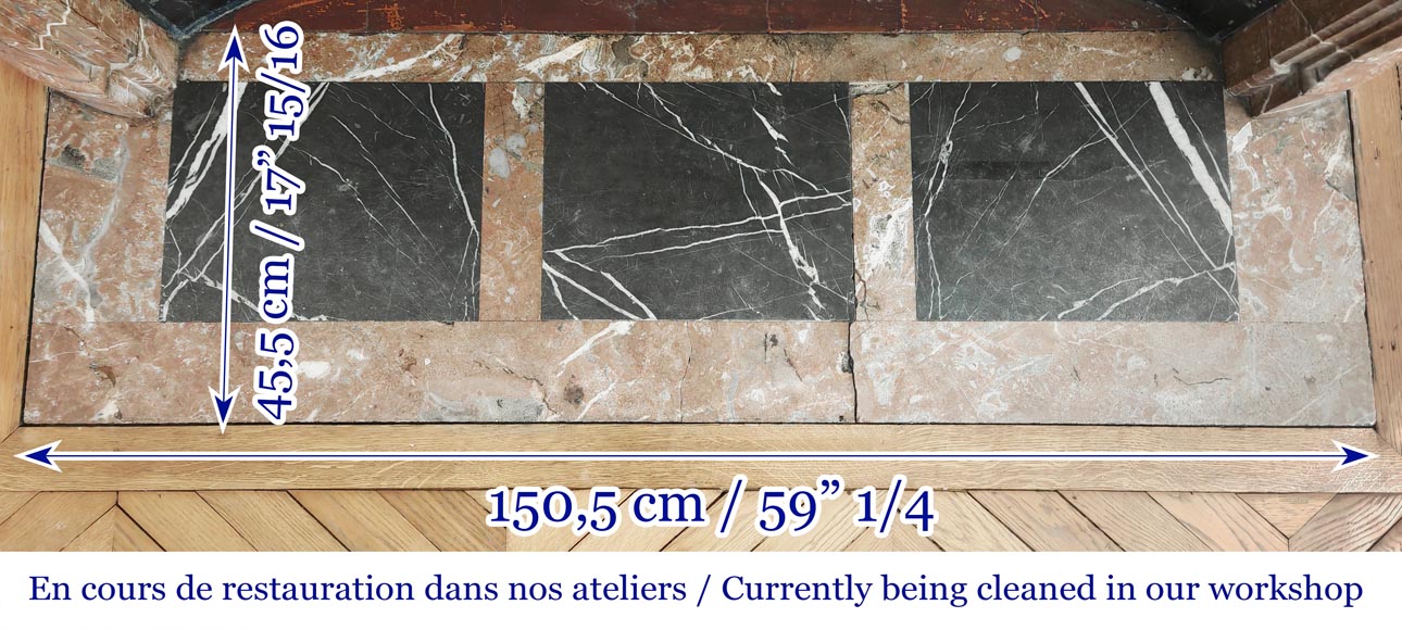 Louis XV style fireplace decorated with a palmette, in Northern Red marble-10