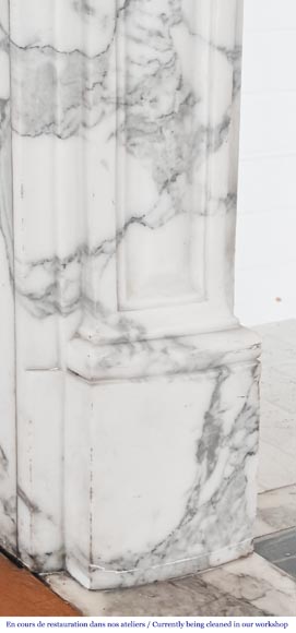 Louis XV style fireplace with palmette motif, carved in Arabescato marble-5