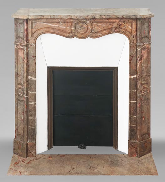 Louis XV style Pompadour model fireplace in Enjugerais marble-0