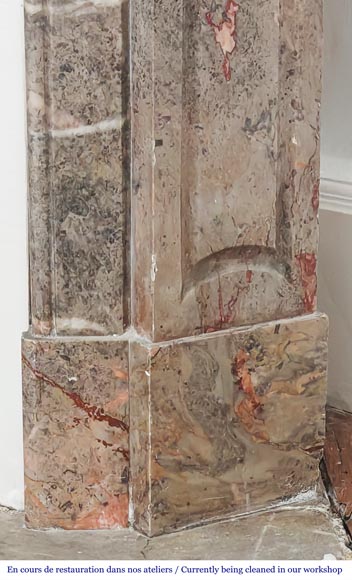 Louis XV style Pompadour model fireplace in Enjugerais marble-7