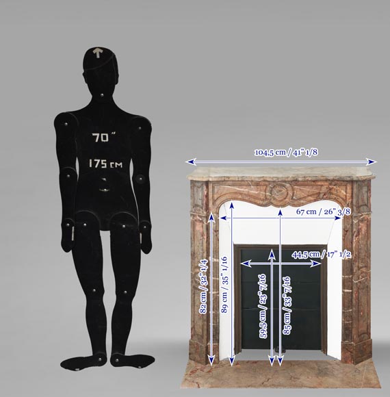 Louis XV style Pompadour model fireplace in Enjugerais marble-10