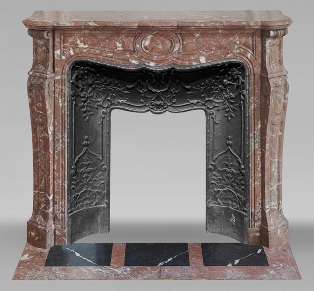 Louis XV style Pompadour model fireplace, in Rouge du Nord marble Louis XV style Pompadour model fireplace, in Rouge du Nord marble-0