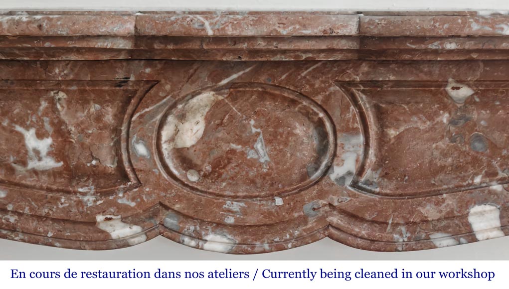 Louis XV style Pompadour model fireplace, in Rouge du Nord marble Louis XV style Pompadour model fireplace, in Rouge du Nord marble-1