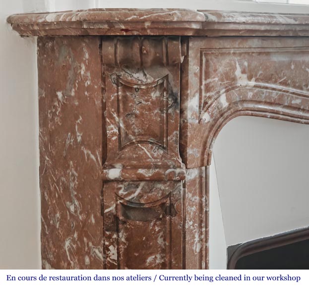 Louis XV style Pompadour model fireplace, in Rouge du Nord marble Louis XV style Pompadour model fireplace, in Rouge du Nord marble-3