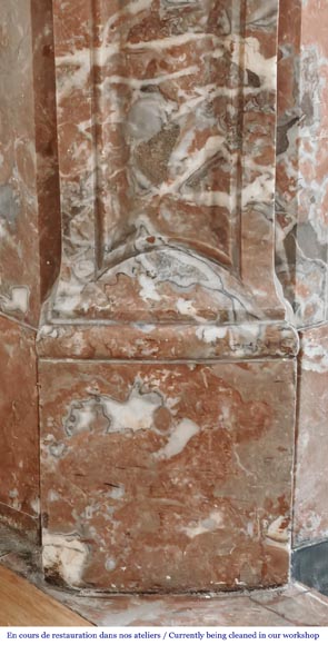 Louis XV style Pompadour model fireplace, in Rouge du Nord marble Louis XV style Pompadour model fireplace, in Rouge du Nord marble-4