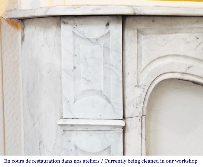 Louis XV style Pompadour model fireplace, in Carrara marble-3