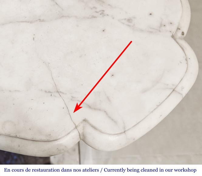 Louis XV style Pompadour model fireplace, in Carrara marble-10