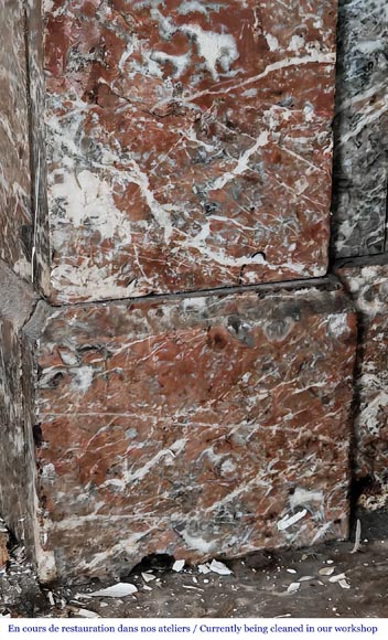 Napoleon III style fireplace, modillion model, in Northern Red marble-5