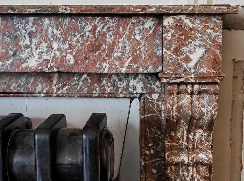 Napoleon III style fireplace, modillion model, in Northern Red marble-7