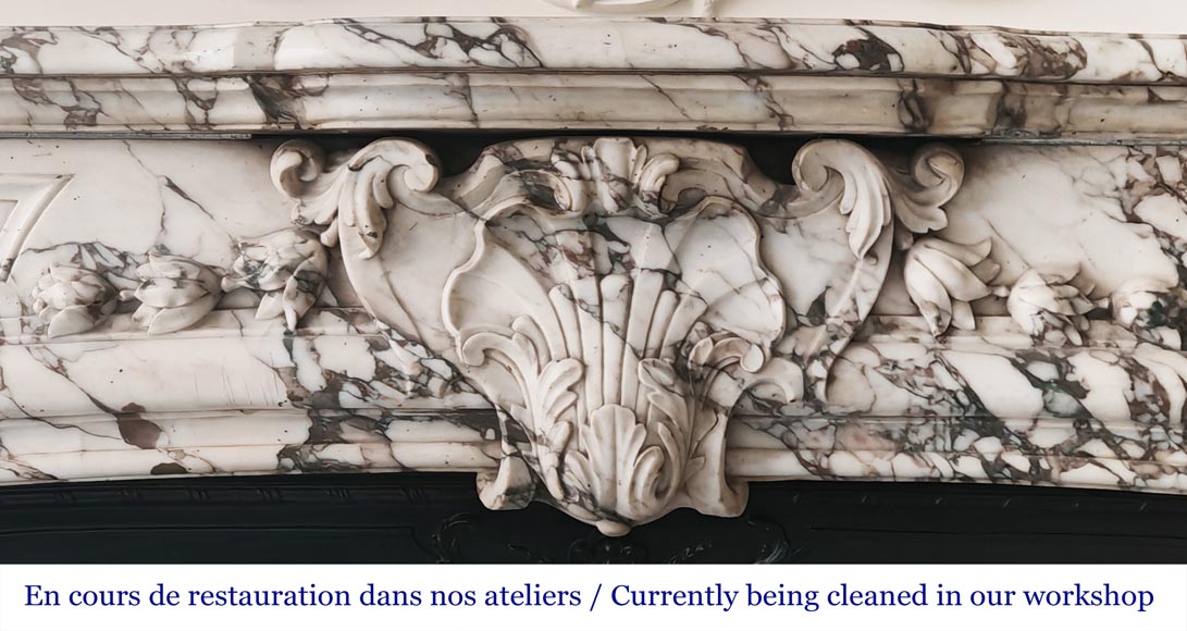 Important Regency style fireplace in purple breccia marble-1