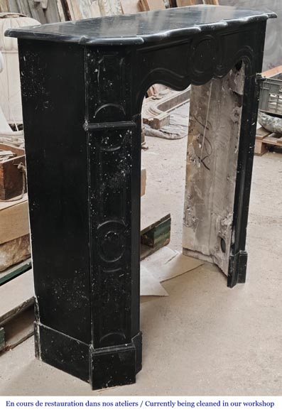 Louis XV style Pompadour model fireplace in speckled black marble Louis XV style Pompadour model fireplace in speckled black marble-2