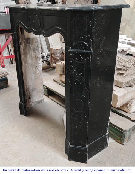 Louis XV style Pompadour model fireplace in speckled black marble Louis XV style Pompadour model fireplace in speckled black marble-5