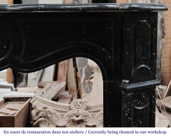 Louis XV style Pompadour model fireplace in speckled black marble Louis XV style Pompadour model fireplace in speckled black marble-6