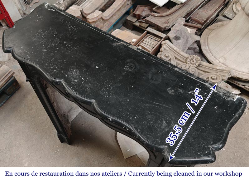 Louis XV style Pompadour model fireplace in speckled black marble Louis XV style Pompadour model fireplace in speckled black marble-8