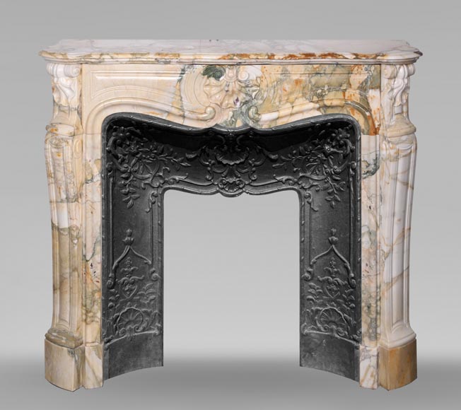 Louis XV style fireplace with three shells in Médou breccia Louis XV style fireplace with three shells in Médou breccia-0