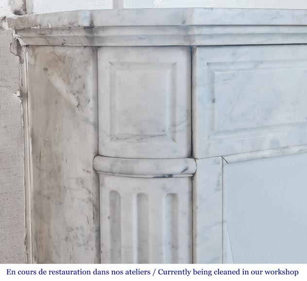 Louis XVI style fireplace in Carrara marble with rounded corners-3
