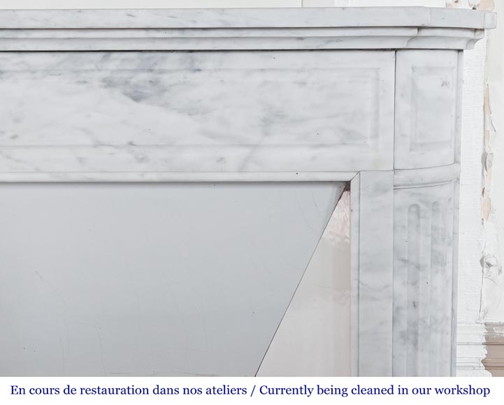 Louis XVI style fireplace in Carrara marble with rounded corners-6