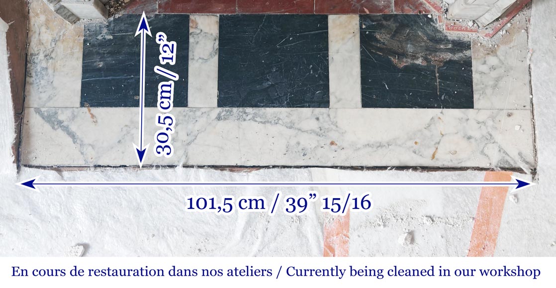 Louis XV style Pompadour model fireplace, in veined Carrara marble-8