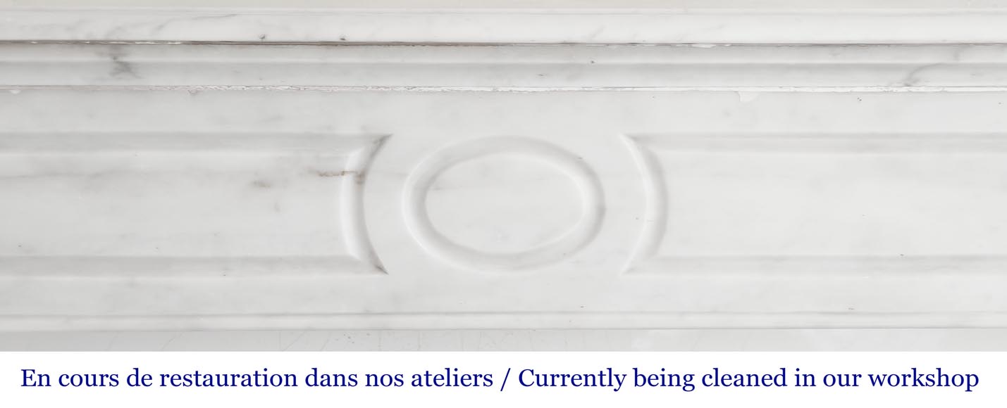 Louis XV style Pompadour model fireplace, straight, in Carrara marble-1