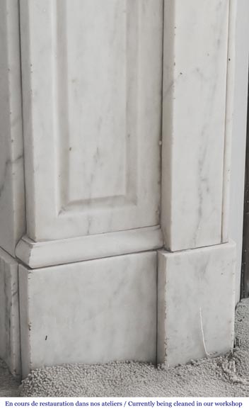 Louis XV style Pompadour model fireplace, straight, in Carrara marble-4