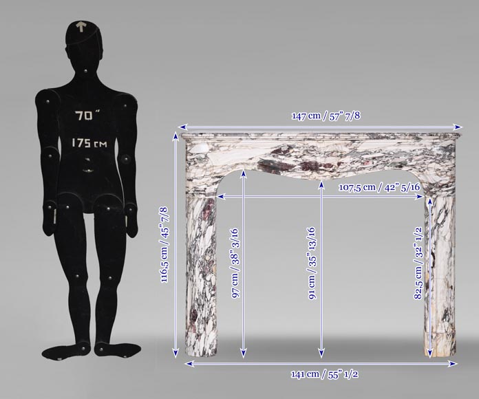 Regency style fireplace decorated with a palmette, in purple breccia marble-10