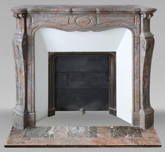 Louis XV style Pompadour model fireplace in Enjugerais marble-0