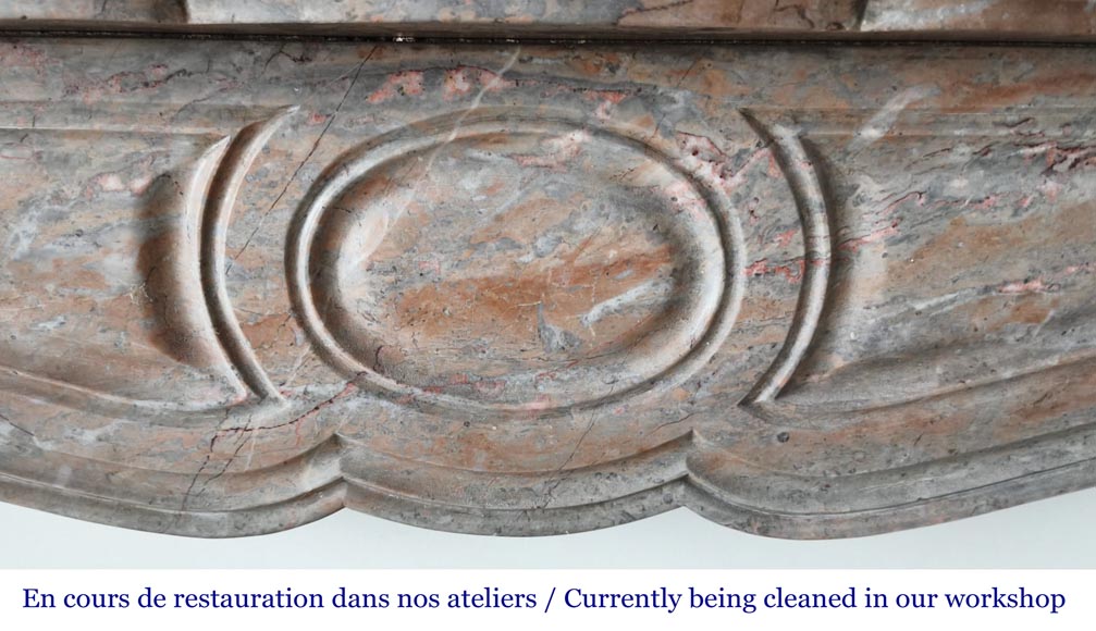 Louis XV style Pompadour model fireplace in Enjugerais marble-1