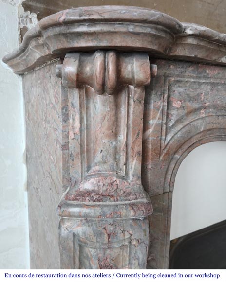 Louis XV style Pompadour model fireplace in Enjugerais marble-3