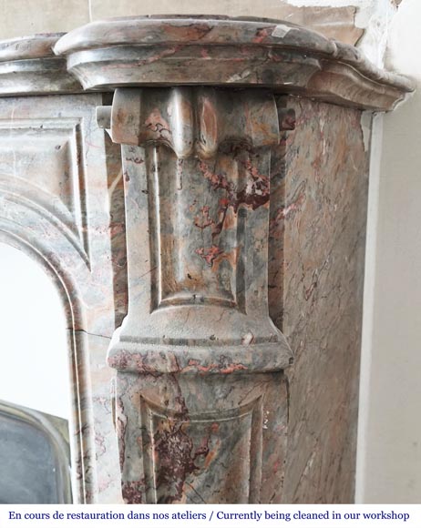 Louis XV style Pompadour model fireplace in Enjugerais marble-5