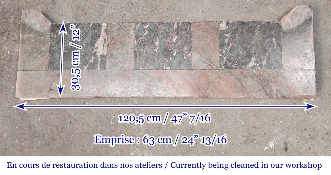 Louis XV style Pompadour model fireplace in Enjugerais marble-7