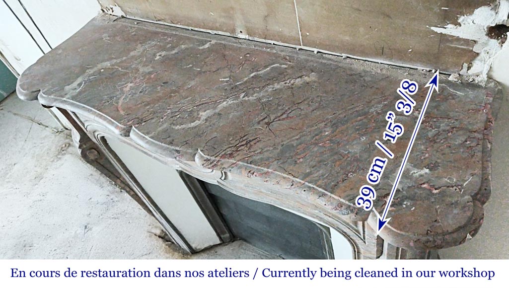 Louis XV style Pompadour model fireplace in Enjugerais marble-8