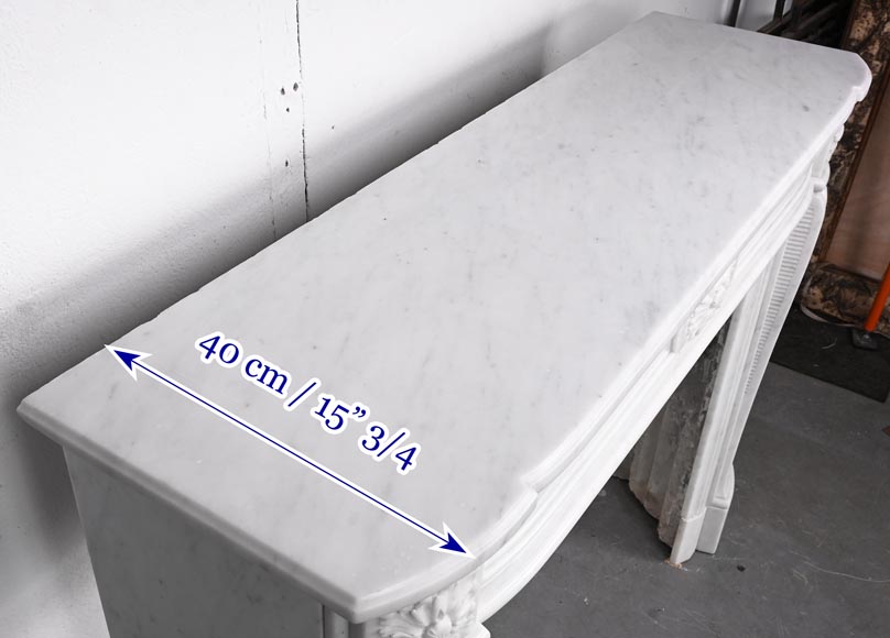  Louis XVI style fireplace in Carrara marble, slightly curved-10