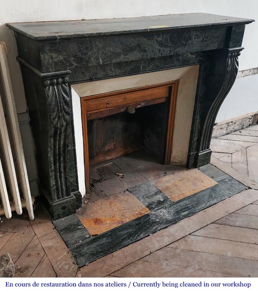 Napoleon III style fireplace in green marble-1