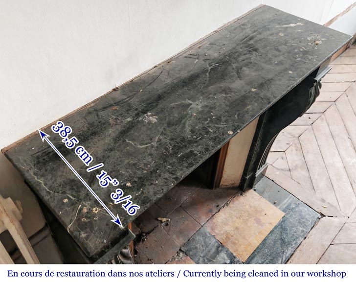 Napoleon III style fireplace in green marble-7