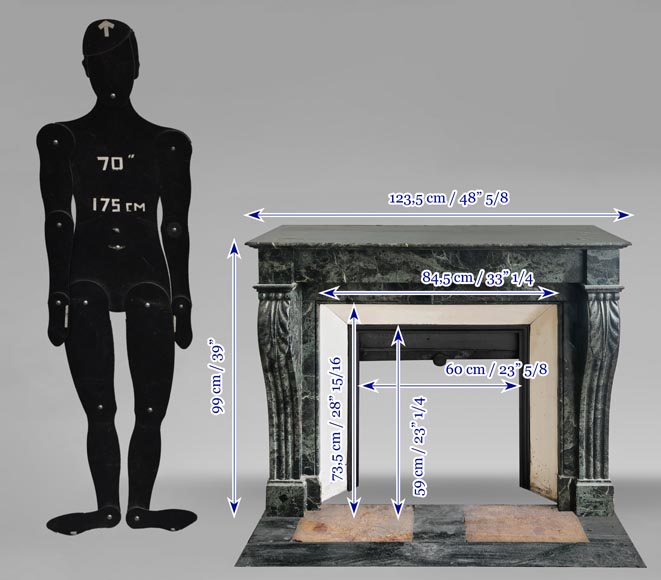 Napoleon III style fireplace in green marble-8