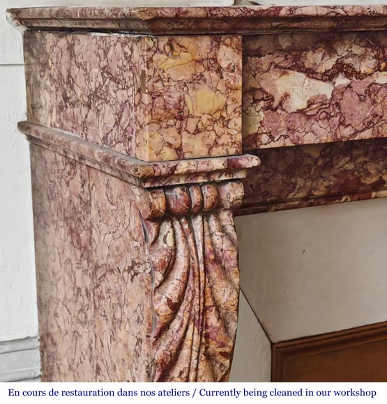 Napoleon III style fireplace in pink Brocatelle marble Napoleon III style fireplace in pink Brocatelle marble-3