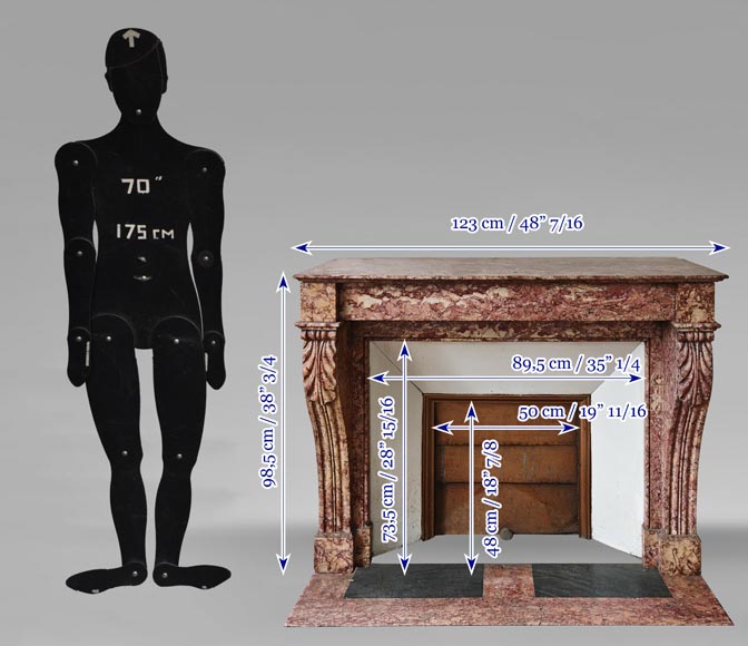 Napoleon III style fireplace in pink Brocatelle marble Napoleon III style fireplace in pink Brocatelle marble-9