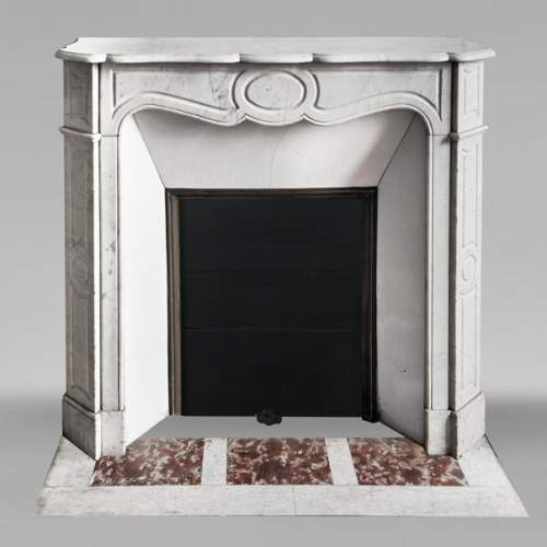 Louis XV style Pompadour model fireplace in Carrara marble