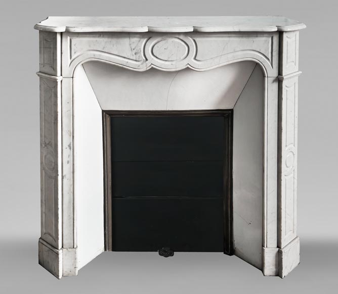 Louis XV style Pompadour model fireplace in Carrara marble-0
