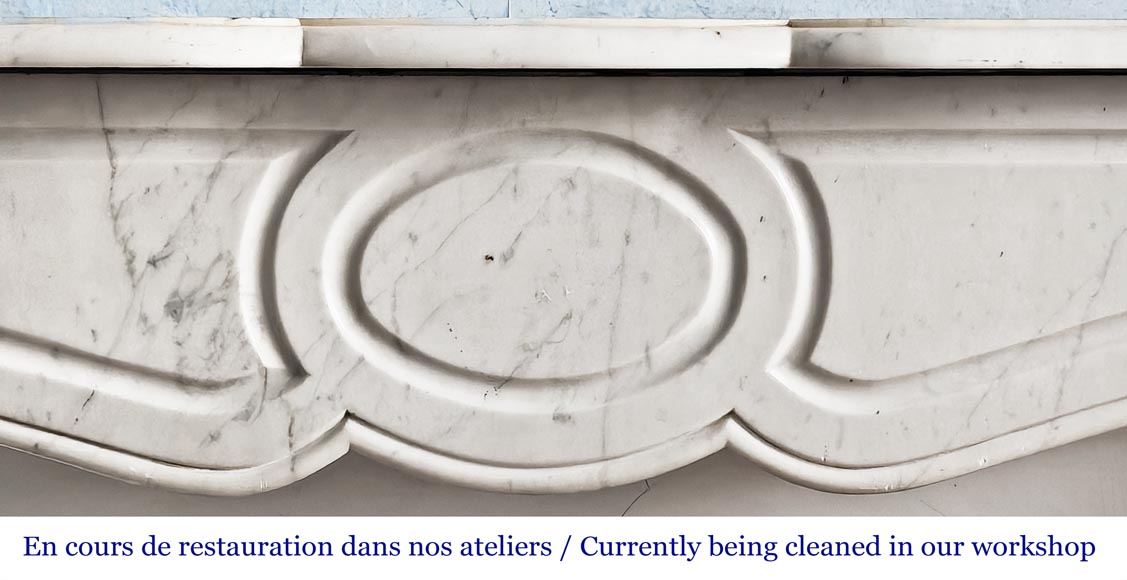 Louis XV style Pompadour model fireplace in Carrara marble-1